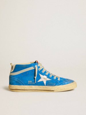 Mid Star In Suede With Metallic Leather Star And Leather Heel Tab Men Mid Star Golden Goose - 1