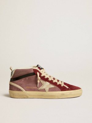 Mid Star Ltd In Violet Suede With Platinum Leather Star And Black Flash Golden Goose Mid Star Women - 1