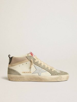 Mid Star Ltd With Light Gray Leather Star And Gray Suede Inserts Mid Star White Women Golden Goose - 1