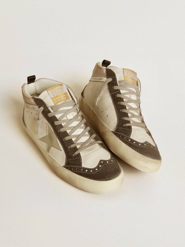 Mid Star Mid Star With Gray Leather Star And Metallic Silver Leather Flash White Golden Goose Men - 2