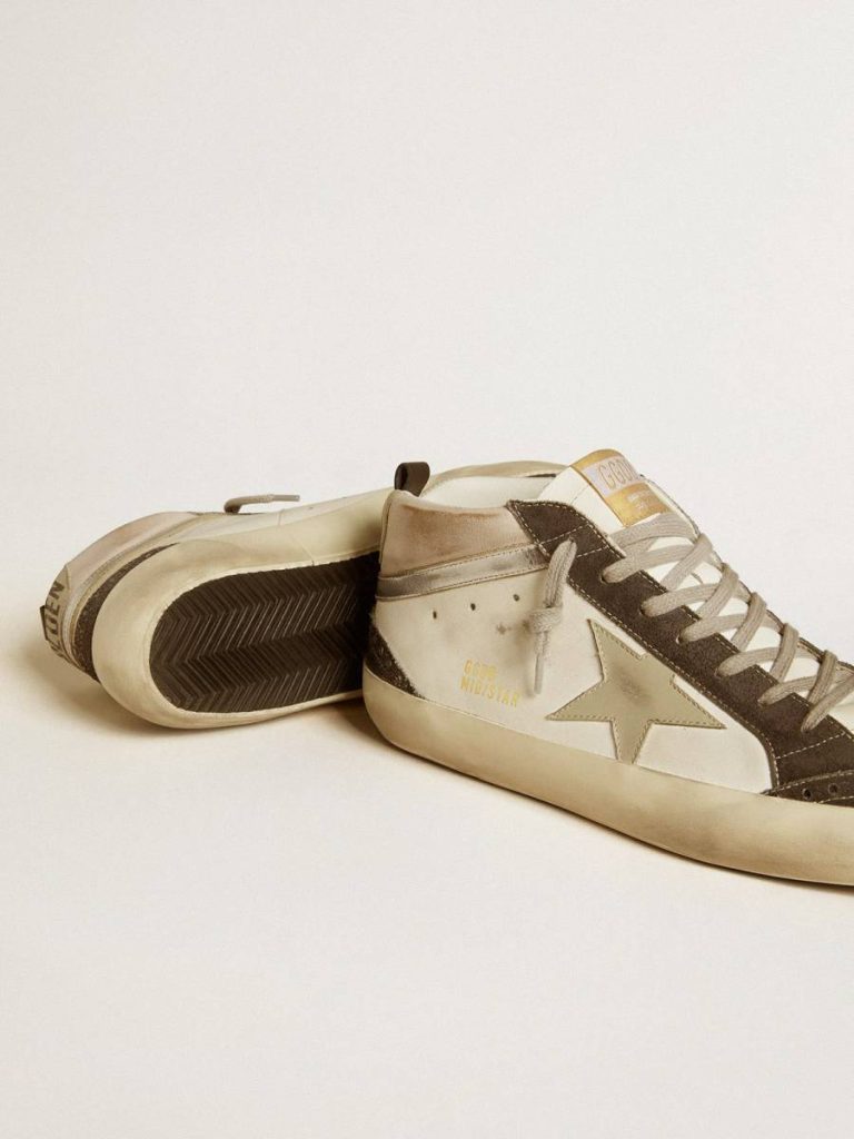 Mid Star Mid Star With Gray Leather Star And Metallic Silver Leather Flash White Golden Goose Men - 3