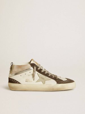 Mid Star Mid Star With Gray Leather Star And Metallic Silver Leather Flash White Golden Goose Men - 1
