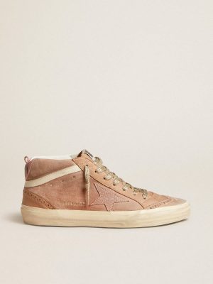 Mid Star Women Women's Mid Star Ltd In Pink Suede With Pink Lizard-Print Leather Star Golden Goose - 1