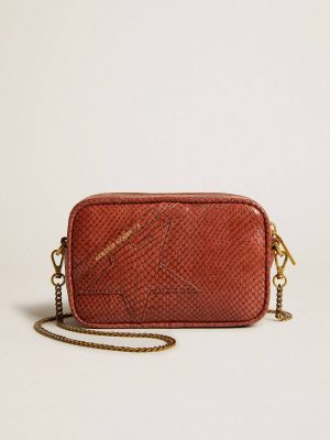 Mini Star Bag In Rust-Colored Snake-Print Leather Rust Golden Goose Women Mini Bags - 1
