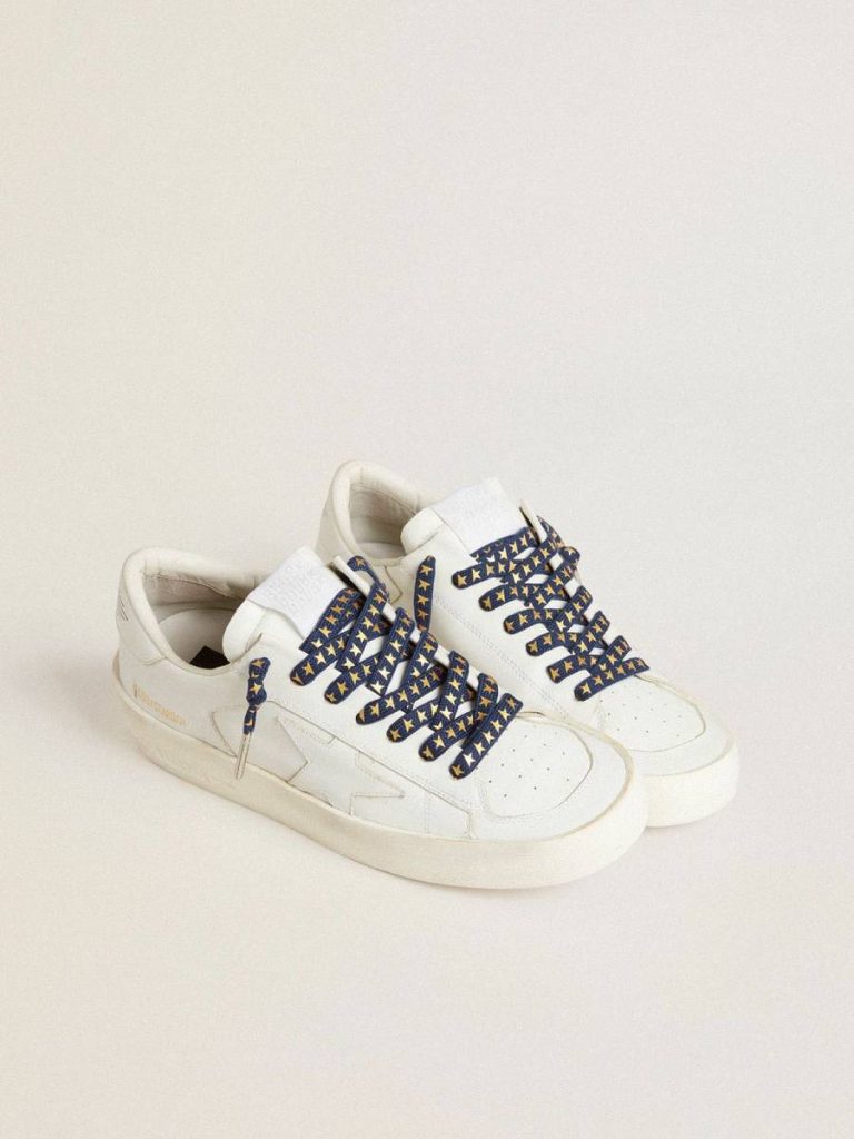 Navy Blue Golden Goose Women Laces Navy-Blue Laces With Contrasting Gold Stars - 3