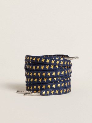 Navy Blue Golden Goose Women Laces Navy-Blue Laces With Contrasting Gold Stars - 1
