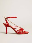 Nico High Heel Sandals In Red Nappa Leather With Gold Chain Sandals Women Golden Goose - 1