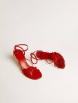 Nico High Heel Sandals In Red Nappa Leather With Gold Chain Sandals Women Golden Goose - 2