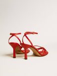 Nico High Heel Sandals In Red Nappa Leather With Gold Chain Sandals Women Golden Goose - 5