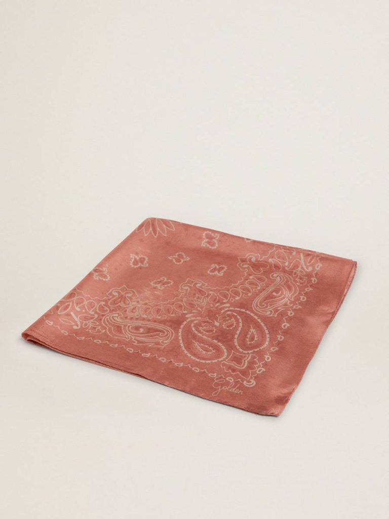 Old Rose Scarf With Paisley Print Women Old Rose Silks & Scarves Golden Goose - 1