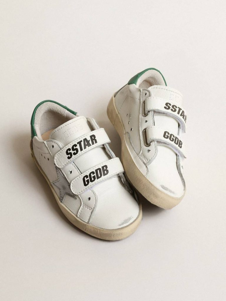 Old School Young With Metallic Leather Star And Green Heel Tab Boys (4-10 Years) Kids Golden Goose - 2