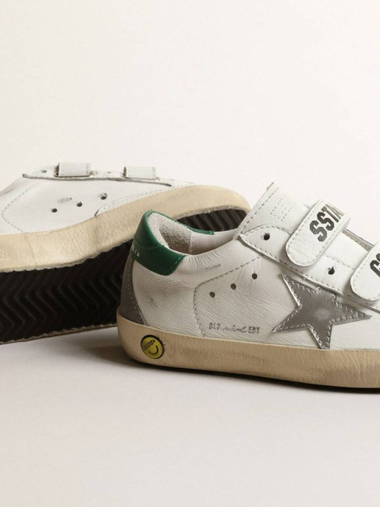 Old School Young With Metallic Leather Star And Green Heel Tab Boys (4-10 Years) Kids Golden Goose - 3