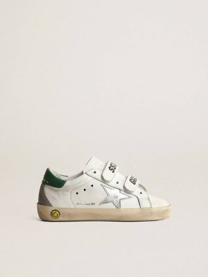 Old School Young With Metallic Leather Star And Green Heel Tab Boys (4-10 Years) Kids Golden Goose - 1