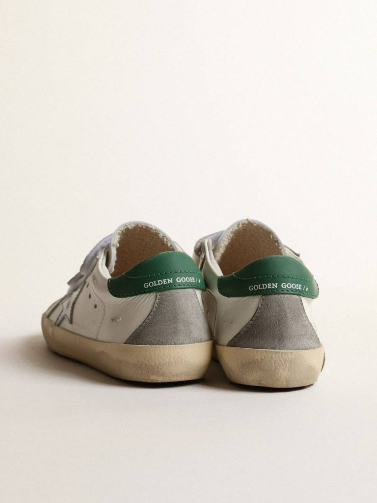 Old School Young With Metallic Leather Star And Green Heel Tab Boys (4-10 Years) Kids Golden Goose - 4