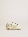 Old School Young With Suede Star And Metallic Leather Heel Tab Kids Golden Goose Boys (4-10 Years) White With All-Over Multicolored Lettering - 1