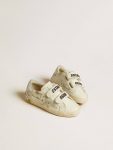 Old School Young With Suede Star And Metallic Leather Heel Tab Kids Golden Goose Boys (4-10 Years) White With All-Over Multicolored Lettering - 2