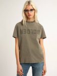 Olive-Green Regular-Fit T-Shirt With Golden Lettering On The Front Women Olive Green Golden Goose T-Shirts & Tops - 2