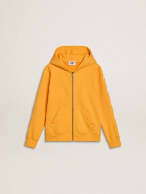 Orange Golden Goose Topwear Selection (4-12 Years) Boys’ Orange Sweatshirt With Zip Fastening Kids - 1
