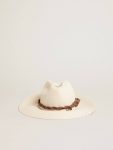 Parchment-Colored Fedora Hat With Leather Band Women Hats Golden Goose Parchment - 1