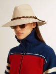 Parchment-Colored Fedora Hat With Leather Band Women Hats Golden Goose Parchment - 3