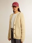 Parchment Knitwear Women's Cotton Cardigan With Embroidery On The Front Golden Goose Women - 2