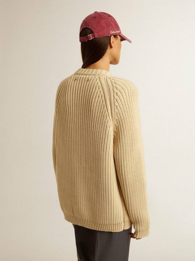 Parchment Knitwear Women's Cotton Cardigan With Embroidery On The Front Golden Goose Women - 4