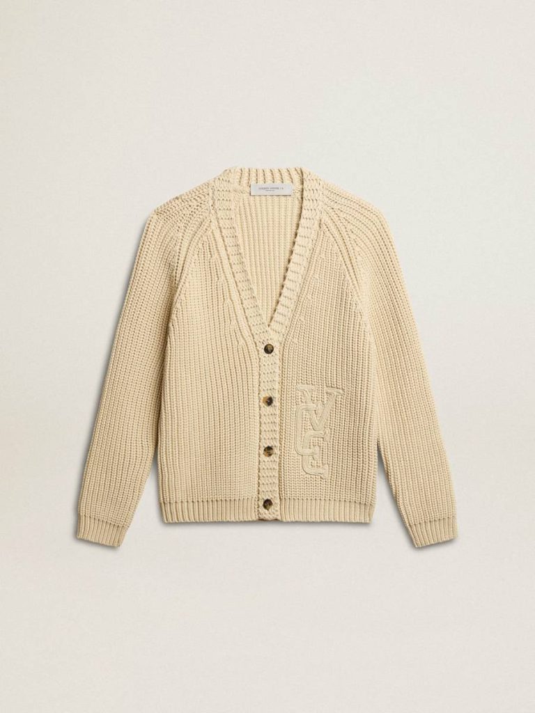 Parchment Knitwear Women's Cotton Cardigan With Embroidery On The Front Golden Goose Women - 1