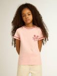 Pink T-Shirt With Red Trim And Embroidered Flower On The Heart Golden Goose Pink Topwear Selection (4-12 Years) Kids - 2