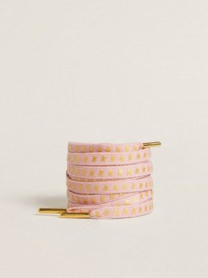 Pink Women Laces Pink Cotton Laces With Contrasting Gold Stars Golden Goose - 1