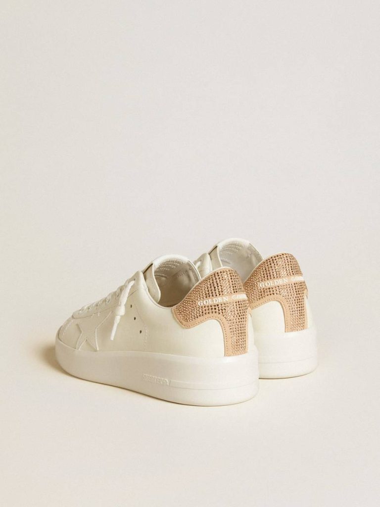 Purestar Golden Goose Women Purestar With Leather Star And Suede Heel Tab With Swarovski Crystals White - 4