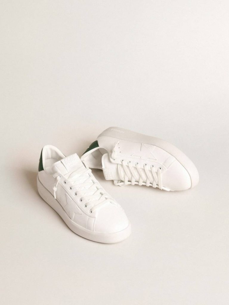 Purestar Men Golden Goose Purestar With White Bio-Based Star And Mat Green Leather Heel Tab - 2