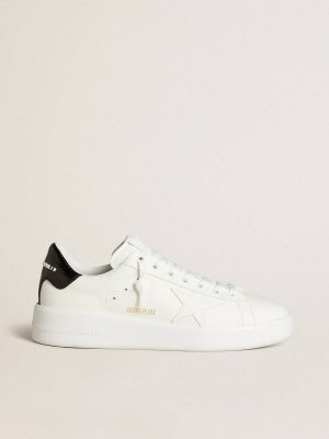 Purestar Optical White Golden Goose Women Women's Purestar With Leather Star And Black Patent Leather Heel Tab - 1