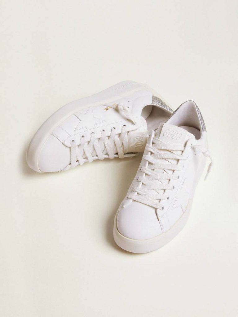 Purestar White Women Women's Purestar Sneakers With Glittery Silver Heel Tab Golden Goose - 2