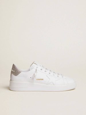 Purestar White Women Women's Purestar Sneakers With Glittery Silver Heel Tab Golden Goose - 1