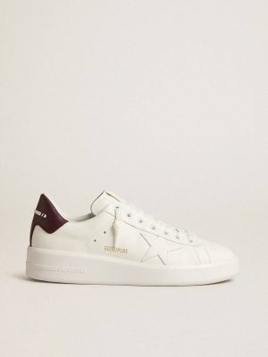 Purestar With White Leather Star And Plum Leather Heel Tab Women Purestar White Golden Goose - 1
