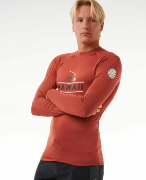 Rash Guards Men Rip Curl Hawaii Upf50  Performance Long Sleeve Rash Guard - 1