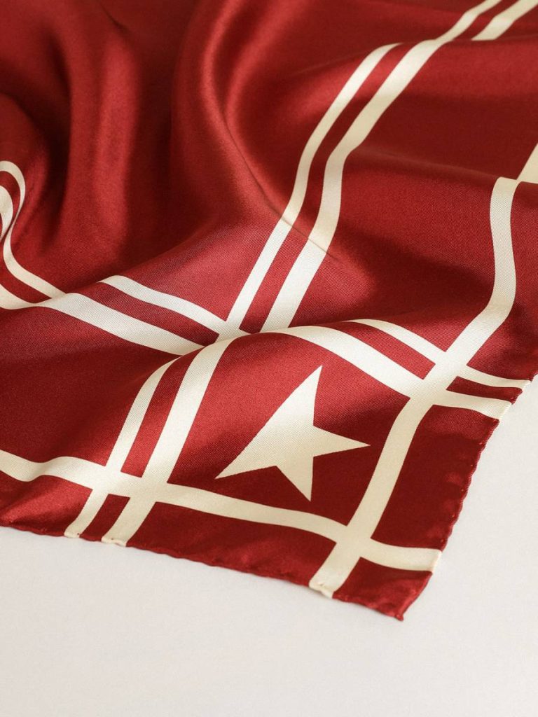 Red Scarf With Contrasting White Stars And Stripes Women Golden Goose Silks & Scarves Red - 2