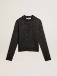 Round-Neck Sweater In Merino Wool With All-Over Crystals Women Golden Goose Knitwear Dark Gray Melange - 1