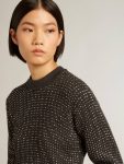 Round-Neck Sweater In Merino Wool With All-Over Crystals Women Golden Goose Knitwear Dark Gray Melange - 2