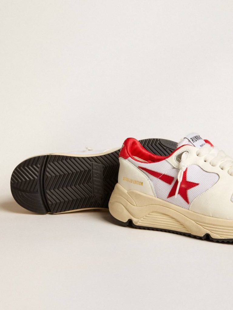 Running Sole Golden Goose Women Running Sole Ltd In White Nappa And Nylon With A Red Leather Star - 3