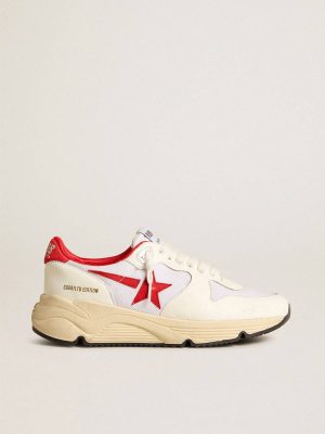 Running Sole Golden Goose Women Running Sole Ltd In White Nappa And Nylon With A Red Leather Star - 1