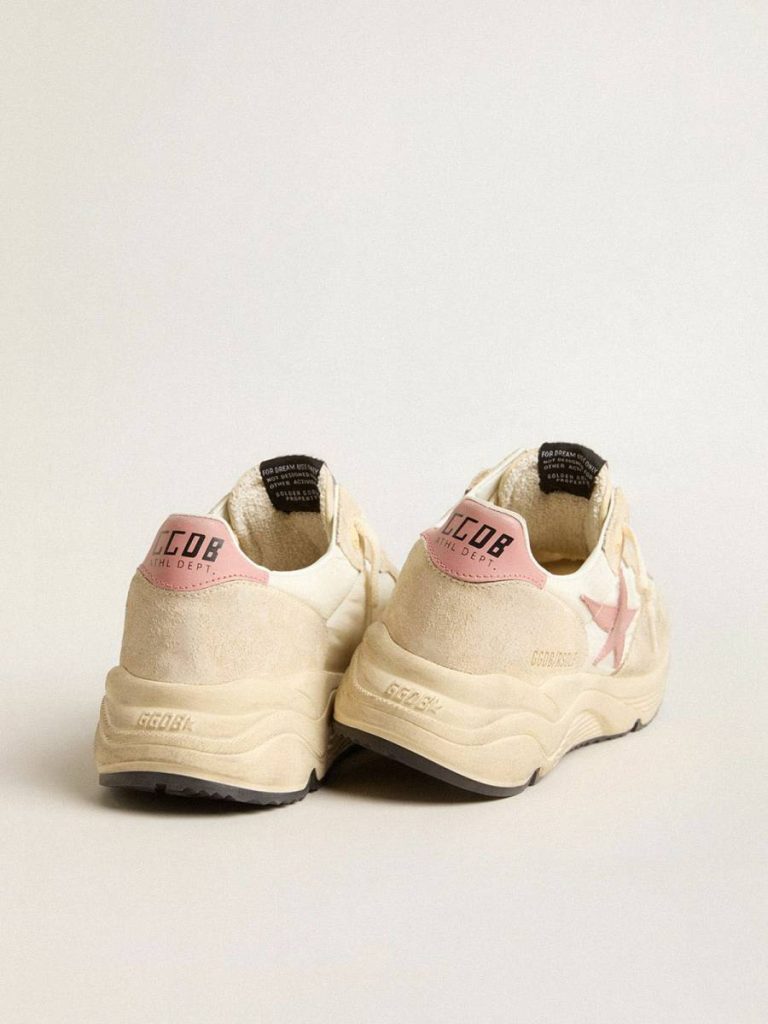 Running Sole Golden Goose Women Women’s Running Sole In Beige Nylon With Pink Leather Star And Heel Tab - 4