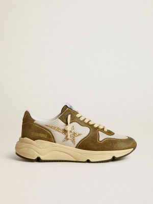 Running Sole Women’s Running Sole In Brown Suede And Mesh With Gold Glitter Star Women Golden Goose - 1