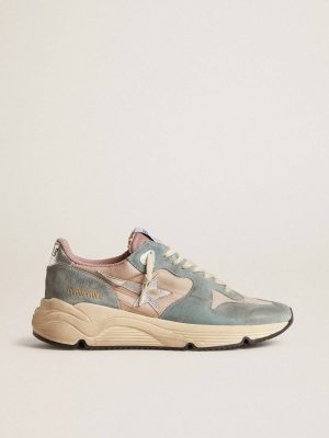 Running Sole Women's Running Sole In Pink Nylon And Light-Blue Suede With Silver Leather Star Golden Goose Women - 1