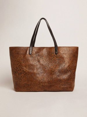 Shoulder Bags Pasadena Bag In Hammered Leather With Leopard Print And Contrasting Black Handles Women Golden Goose - 1