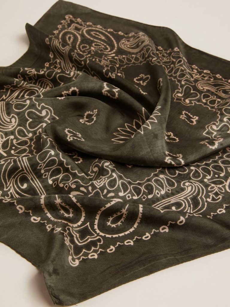 Silks & Scarves Moss-Green Scarf With Paisley Pattern Women Moss Green Golden Goose - 2