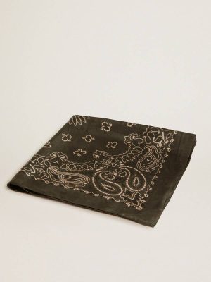 Silks & Scarves Moss-Green Scarf With Paisley Pattern Women Moss Green Golden Goose - 1