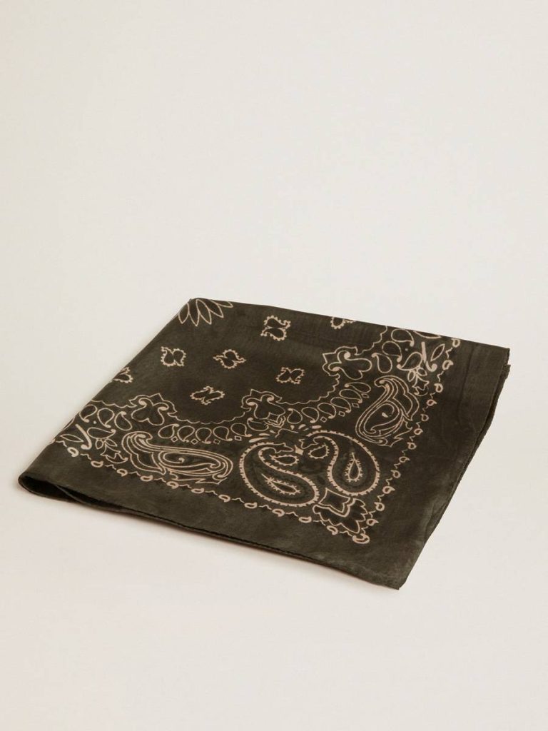 Silks & Scarves Moss-Green Scarf With Paisley Pattern Women Moss Green Golden Goose - 1