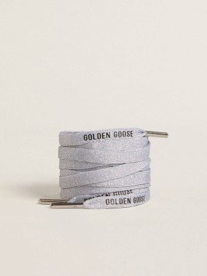 Silver-Colored Lurex Laces With Contrasting Black Logo Golden Goose Women Silver Laces - 1