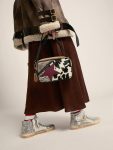 Silver Slide Women's Slide With Laminated Leather Upper And Silver Glitter Golden Goose Women - 3